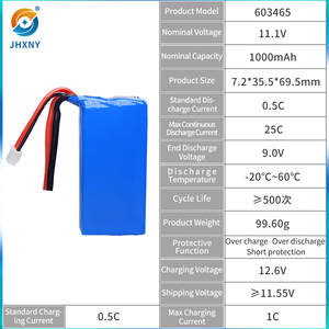 JH 공장 맞춤형 리튬 이온 803465 803462 703465 <span class=keywords><strong>653465</strong></span> 60346511.1V 1000mAh 35C 3S XT60 XH 리포 배터리 쿼드콥터 드론 - Product Image 1