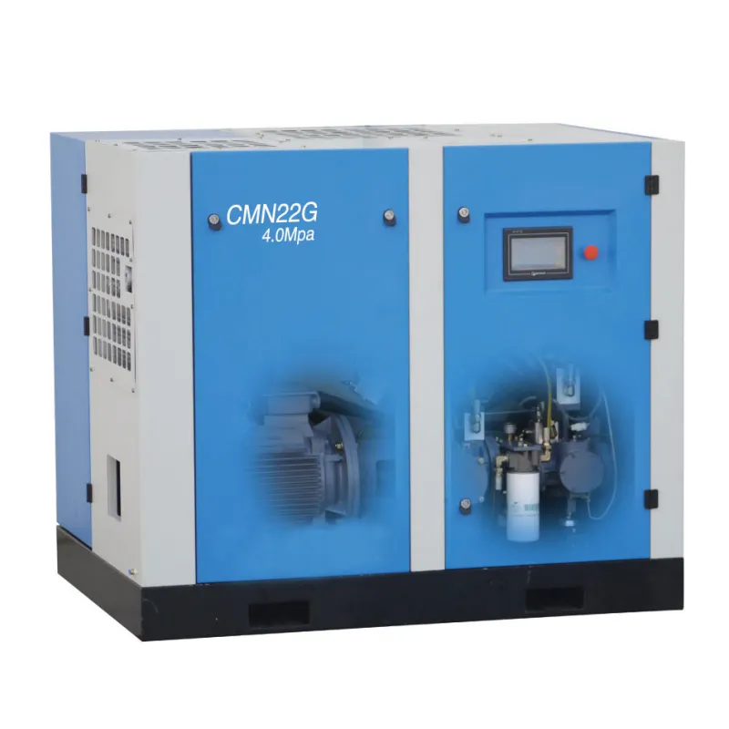 Popular 25 bar ~40 bar High Pressure Oil-free PM VSD Two-stage Screw Air Compressor With Stainless Steel Air-ends