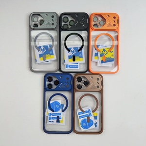 Coque de téléphone magnétique transparente antichoc en TPU PC avec cadre électroplaqué pliable pour iPhone 17 16 Pro Max, protection d'objectif et dos transparent - Product Image 1