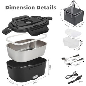 12v Portable Chargeable <b>Electric</b> Heating Lunch Box for Car Office and Home Use Usb Thermal Lunch Box - Product Image 4