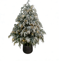 Mini sapin de Noël floqué de haute qualité avec écran LED - Sapin artificiel en pot de 1,20 m, enneigé, personnalisable pour la maison