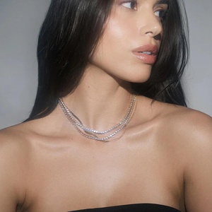 14k <strong>Gold</strong> Vermeil White <strong>Sapphire</strong> Tennis <strong>Necklace</strong> Fashion Jewelry Fine <strong>Necklaces</strong> for Women Anti Tarnish S925 Silver <strong>Necklaces</strong> - Product Image 3