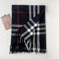 Écharpe en polyester à carreaux noirs et blancs, style britannique musulman, simple et tendance, épaisse et chaude, de haute qualité, pour homme, hiver