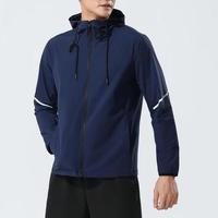 Veste coupe-vent personnalisée pour homme, tissu imperméable de haute qualité, toucher doux, fermeture éclair haute élasticité, réfléchissante, anti-UV