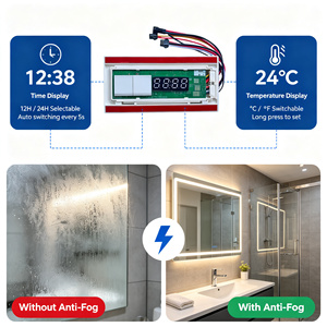 12V 60W Induktiver Schalter für Smarte Badezimmerspiegel mit Einfarbiger Dimmung, Beschlagfrei-Funktion und Zeit- und Temperaturanzeige - Product Image 5