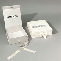 Boîte à cadeaux magnétique pliable de luxe avec logo personnalisé, boîte en papier, boîte à cadeaux magnétique blanche avec ruban