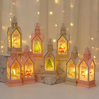 Lanterne LED de Noël vintage style église avec imprimés festifs pour décoration rustique – Lampe de nuit en forme de grand clocher