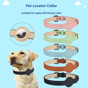 Collar antipérdida de patrón sólido para perros y gatos con Apple Airtag Cross-Border PU Posicionamiento <span class=keywords><strong>Color</strong></span> sólido Suministros para mascotas - Product Image 2