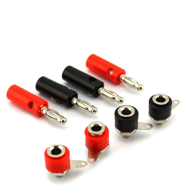 4MM Banana Plug with Fixed Screws and Superimposed Jack for Power Amplifier Speaker Red/Black 5 Sets Price