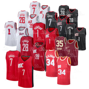 Camiseta de baloncesto Houston para hombre y jóvenes con costuras, número 7 #   <span class=keywords><strong>Durant</strong></span> 28 # Sengun 1 # Thompson 34 # Camiseta de Baloncesto Estadounidense Olajuwon - Product Image 1