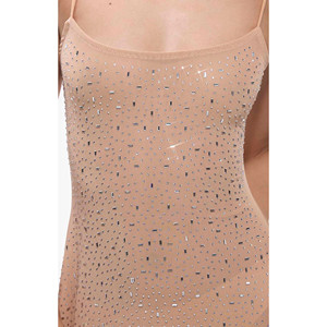 Robe mini scintillante en maille à strass Wena, couleur nude - Product Image 3