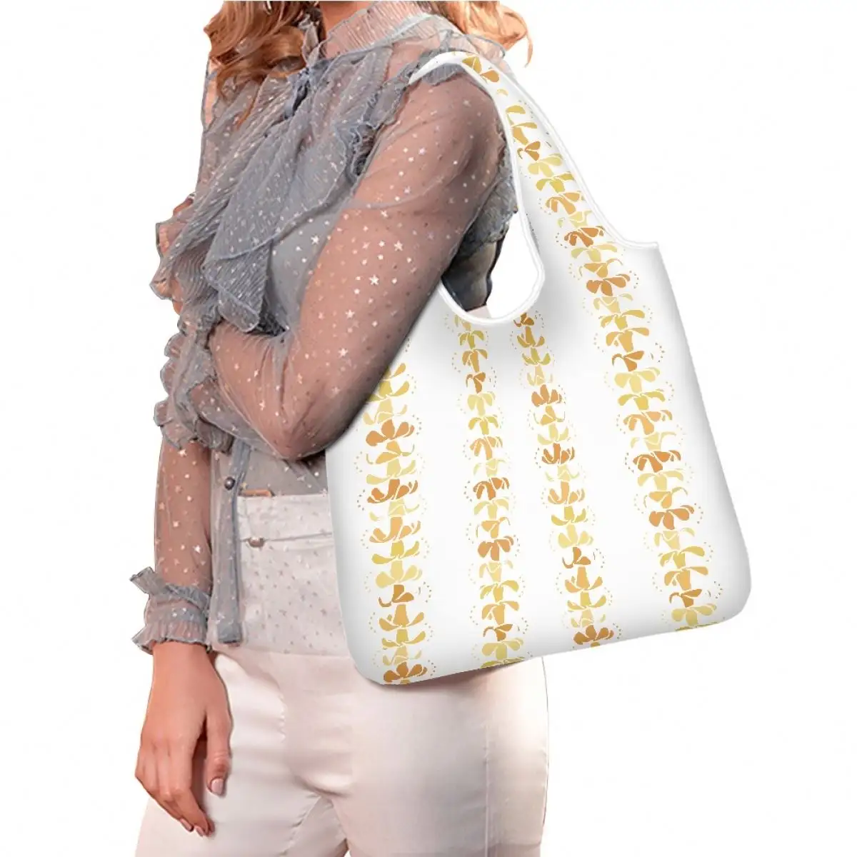 Индивидуальные сумки Puakenikeni с цветочным принтом по запросу легкие многоразовые сумки для покупок на заказ большой вместимости модная сумка для торгового центра