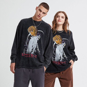 T-shirt a maniche lunghe da uomo vintage con stampa <span class=keywords><strong>Death</strong></span> <span class=keywords><strong>Note</strong></span> da 250g, fiocco di neve fritto come vecchie camicie lunghe - Product Image 4