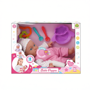 Poupée bébé Beb Pappa avec 12 sons, tenue rose, ensemble d'alimentation pour jeu d'imitation - Product Image 2