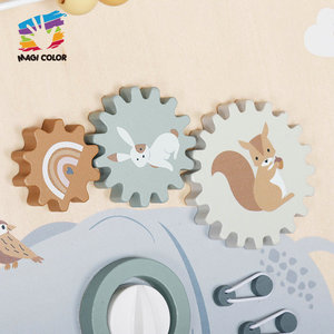 Tablero de Actividades de <span class=keywords><strong>Madera</strong></span> de Doble Cara con <span class=keywords><strong>Pizarra</strong></span>, Diseño de Elefante, Laberinto de Engranajes, Ábaco, Juguete Sensorial de Aprendizaje Temprano W12D325 - Product Image 6