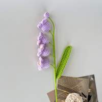 Dekorasi Lily-of-the-valley Rajutan Tangan yang Selesai, Ornamen Kreatif Meriah, Bunga Buatan Rajutan Benang