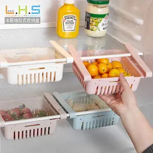 Refrigerator retractable storage basket drawer storage shelf crisper freezer box