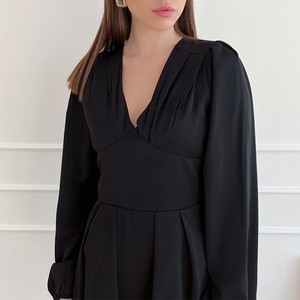 Vestido Midi Vintage de Algodón con Manga Larga y Escote Profundo en V, Estilo Sexy y Elegante para Otoño 2026 - Product Image 5