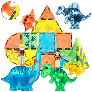 Set di edifici magnetici per bambini 3D piastrelle di plastica per bambini giocattolo giocattolo giocattolo con blocchi magnetici di dinosauro educativo - Product Image 1