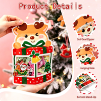 Sacs autoportants de Noël à motif de dessin animé (Père Noël, cerf, lapin) pour collations, biscuits, friandises et cadeaux de fêtes