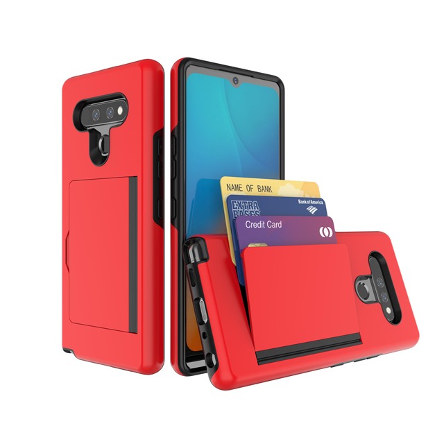 High Quality Shockproof Mobile Phone Case With Card Holder for LG K51, TPU+PC Luxury Cell Phone Case Cover for LG K51