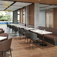 Modernes Eckiges Gesintertes Stein-Leder Café- und Restaurant-Möbelset Sofa-Sitzgruppe Stuhl und Tisch für Gewerbliche Nutzung