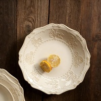 Vaisselle en céramique de style vintage français en gros, assiettes à poisson pour le petit-déjeuner, pour les restaurants de luxe, vaisselle et mariages