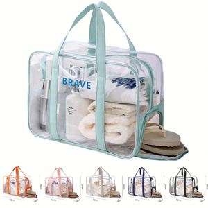 Organisateur de maquillage transparent avec poignée pour les voyages et l'usage quotidien, en PVC, pour la plage - Product Image 2