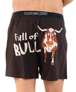 Calzoncillos bóxer de compresión divertidos para hombre con estampado de toro de talla grande Oem Odm, ropa interior con botón Fly para hombre - Product Image 1