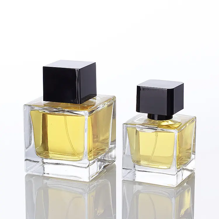 Botol Parfum emballage de bouteille de parfum personnalisé vide 50ml 100ml recharge carrée de luxe vaporisateur de parfum bouteille en verre