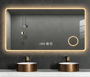 กระจกห้องน้ำ LED อัจฉริยะทันสมัย พร้อมสวิตช์สัมผั<span class=keywords><strong>ส</strong></span> รูปทรง<span class=keywords><strong>ส</strong></span>ี่เหลี่ยมผืนผ้า เลนส์อะลูมิเนียม <span class=keywords><strong>ส</strong></span>ำหรับโครงการห้องน้ำในวิลล่าและโรงแรม - Product Image 1