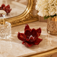 Tempat Lilin Kaca Lotus Buatan Tangan dengan Lapisan Elektroplating untuk Lilin Tealight Natal, Hiasan Meja Floral, Dekorasi Rumah