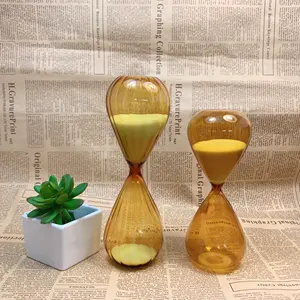 Factory Price Customized Logo 30 minutes Sand Timer Amber striped color Glass Hourglass For Office