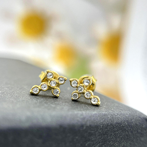 Fatingna европейские и американские модные мини геометрические инкрустированные бриллиантами серьги из нержавеющей стали и серебра для детей - Product Image 4