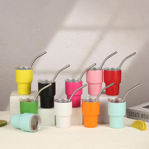 Mini gobelet à shot de 3 oz, gobelets à boire en acier inoxydable, gobelet de voiture avec paille et couvercle, tasse à café - Product Image 1