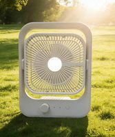 Mini ventilateur USB portable de 8 pouces avec lumière LED, socle d'urgence, batterie rechargeable en plastique 3000 mAh, 3 vitesses puissantes, utilisation en voiture