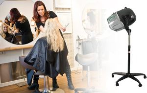 Sèche-cheveux professionnel sur pied pour salon avec capot réglable, roulettes et support mobile pour usage extérieur - Product Image 6