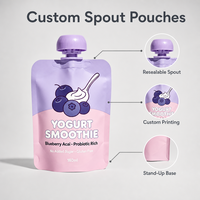 Pochette souple mate personnalisée avec bec verseur et bouchon pour l'emballage de yaourts, smoothies et boissons