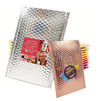 Enveloppes à bulles holographiques métalliques personnalisées avec logo imprimé, auto-adhésives et rembourrées pour l'expédition de bijoux et de maquillage