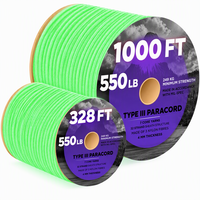 Cordon de parachute réfléchissant 550 lb 4 mm, cordon de parachute lumineux 328 pieds, cordon de tente multicolore, corde à vent pour équipement de camping, kit de survie