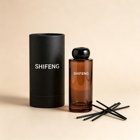 Bouteille diffuseur d'aromathérapie SPA 200 ml vide en verre ambré côtelé rond, flacon diffuseur de luxe parfumé