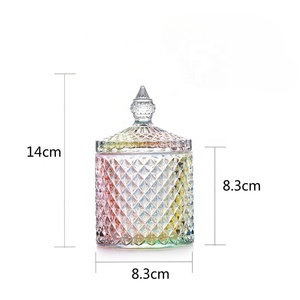 Lọ đựng nến thủy tinh trang trí hình học cổ điển, trong suốt, 300ml, có nắp, dùng trong ngành công nghiệp bê tông và thủ công mỹ nghệ - Product Image 4