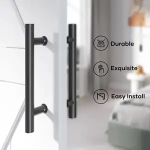 12 "maniglia della porta Push Pull, maniglia della porta scorrevole a doppia faccia a forma di H, nero opaco, acciaio inossidabile, adatta per porta in legno con porta in vetro