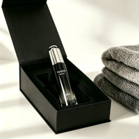 Flacon de sérum en verre cylindrique haut et fin de 15 ml et 30 ml, design portable avec bouchon compte-gouttes à pression, couleur argent, emballage de luxe pour soins de la peau