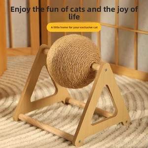 Rascador Multifuncional para Gatos con Triángulo de Sisal, Bola Giratoria y Palo de Juguete con Cuerda de Cáñamo, Caminadora para Gatos - Product Image 5