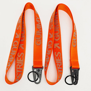 Custom Premium Thickened Groove Jacquard Nylon Neck Strap with Single Sided Logo Metal Carabiner Buckle Lanyards