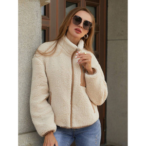 Chaqueta de Forro Polar para <span class=keywords><strong>Mujer</strong></span>, Cálida, de Color Sólido, con Cierre, para Otoño e Invierno, Informal, para Uso Diario, con Bloques de Color - Product Image 3