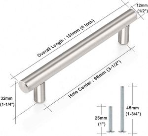 Poignées de tiroir en acier inoxydable WEKIS 201 en forme de T, quincaillerie simple pour armoires de cuisine, pour usage extérieur et en entrepôt - Product Image 5