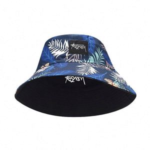 Big Brim Sun Protection Doble cara Bordado personalizado Logo Bucket Cap Reversible Bucket Hats - Product Image 3