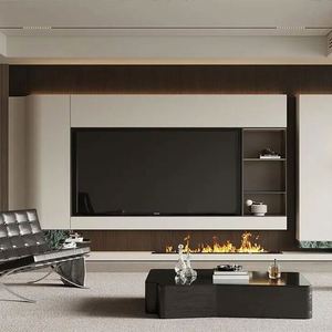 Support TV moderne minimaliste réglable en panneau de fibres à densité moyenne avec éclairage pour chambres, salles à manger et salons - Product Image 5